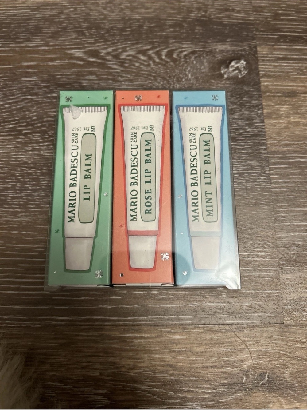 NEW Mario Badescu Lip Balm Trio 3 Original Rose Mint Moisturizing Gift Set